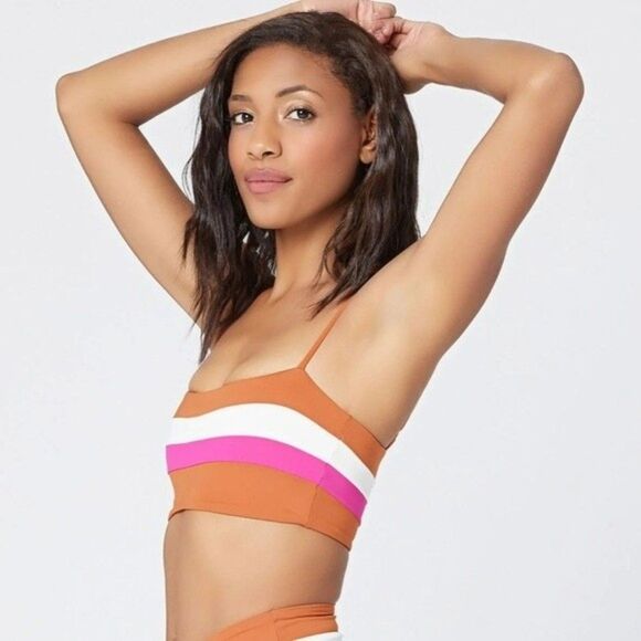 L*Space Womens Size Small Rebel Stripe Bikini Top - Picture 3 of 9
